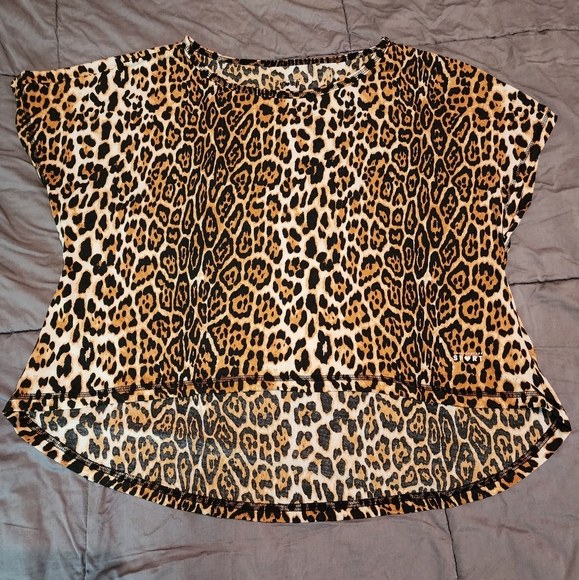 VINTAGE JUICY COUTURE SPORT SIZE S S/S HI LOW LEOPARD PRINT TOP - Picture 1 of 13